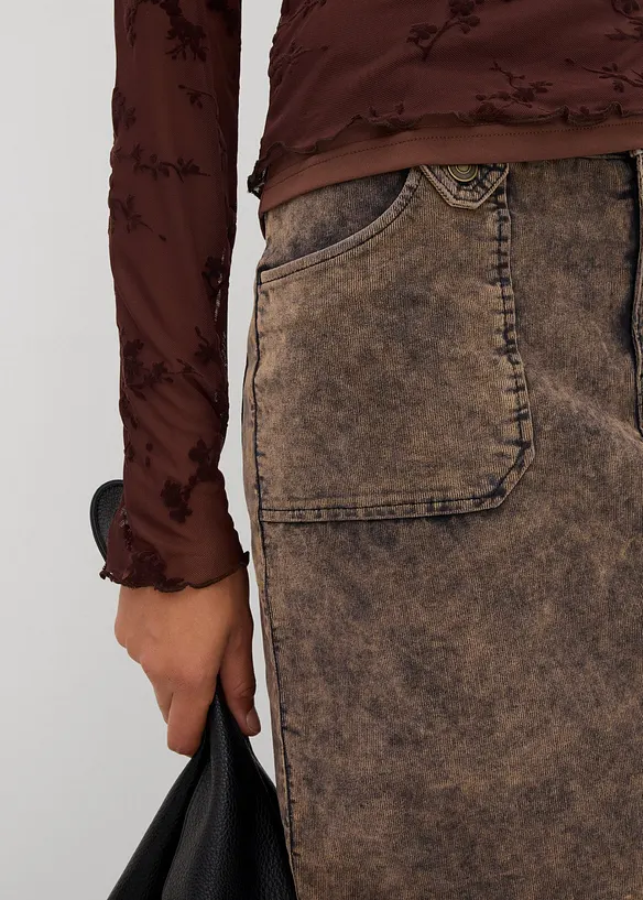 Maglia a maniche lunghe con motivo floccato, bonprix