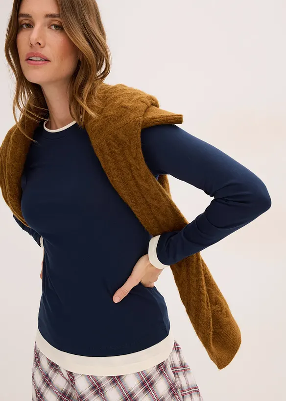 Maglia a maniche lunghe in misto cotone, bonprix
