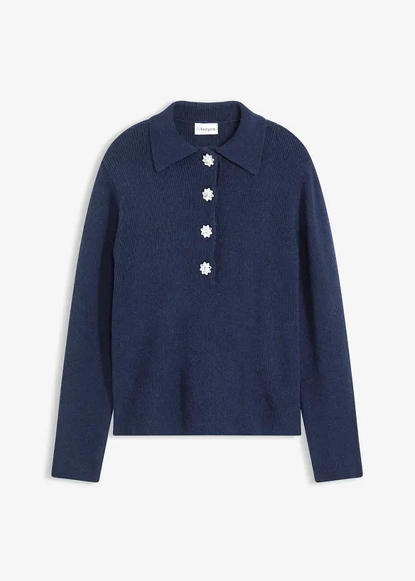 Maglione polo con percentuale di lana, bonprix