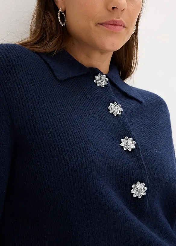 Maglione polo con percentuale di lana, bonprix