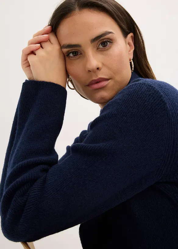 Maglione polo con percentuale di lana, bonprix