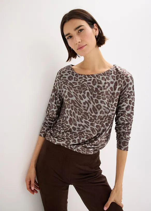 Maglia leopardata in fantasia lucida, bonprix