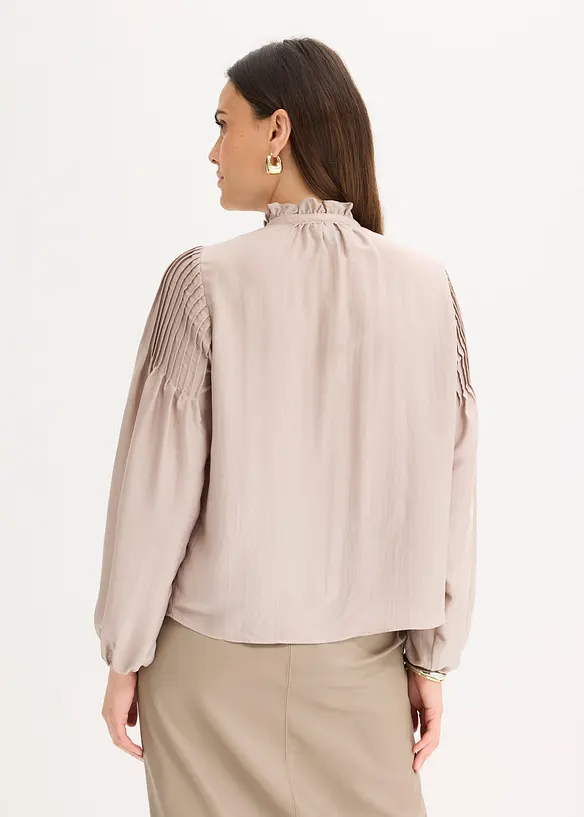 Tunica in satin lucido con pieghe cucite, bonprix