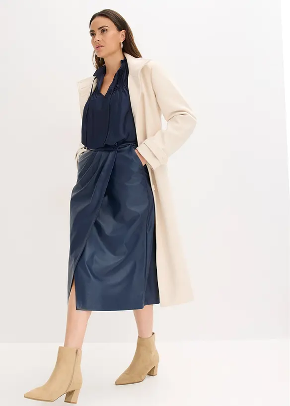 Tunica in satin lucido con pieghe cucite, bonprix