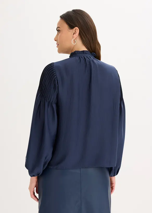 Tunica in satin lucido con pieghe cucite, bonprix