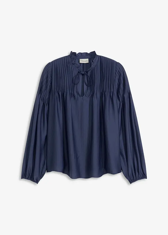 Tunica in satin lucido con pieghe cucite, bonprix