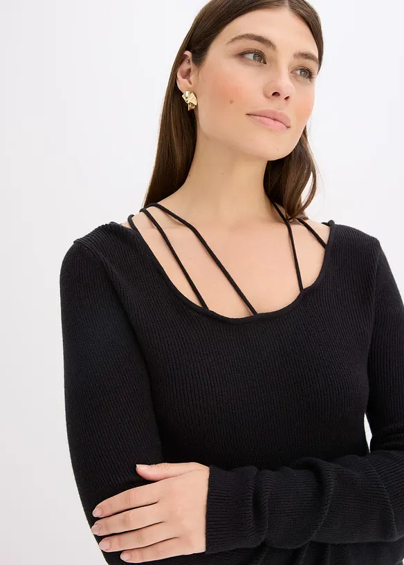 Maglione in filato fine con scollatura profonda, bonprix