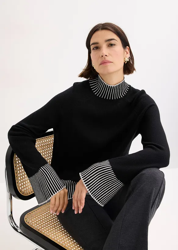 Maglione con collo dritto, bonprix