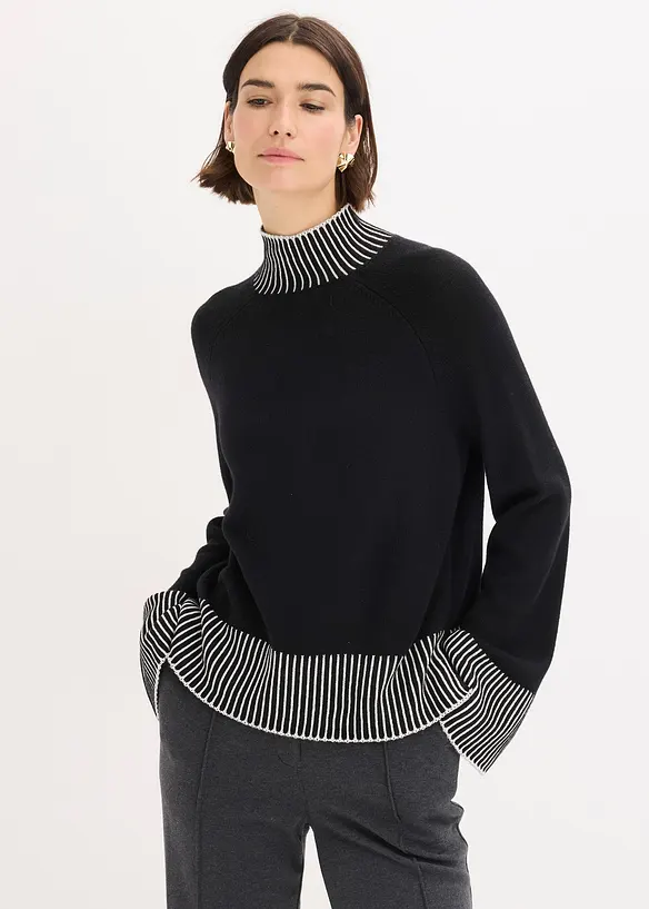 Maglione con collo dritto, bonprix