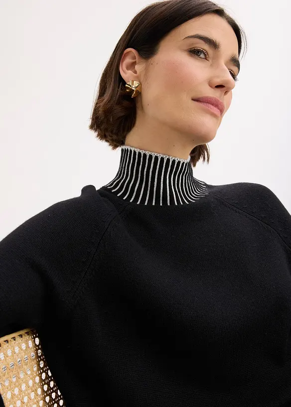 Maglione con collo dritto, bonprix