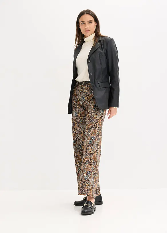 Pantaloni a gamba larga elasticizzati in misto cotone, bonprix