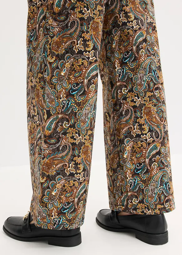 Pantaloni a gamba larga elasticizzati in misto cotone, bonprix