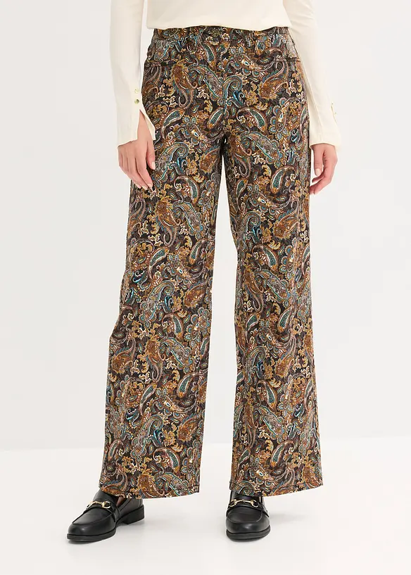 Pantaloni a gamba larga elasticizzati in misto cotone, bonprix