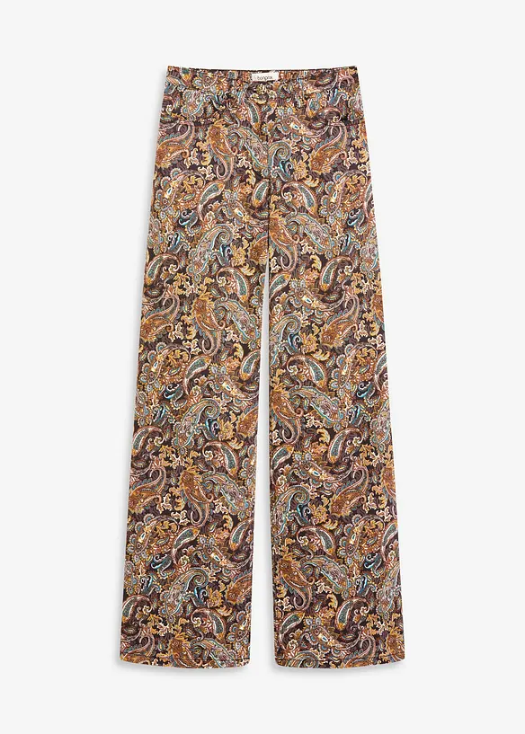 Pantaloni a gamba larga elasticizzati in misto cotone, bonprix