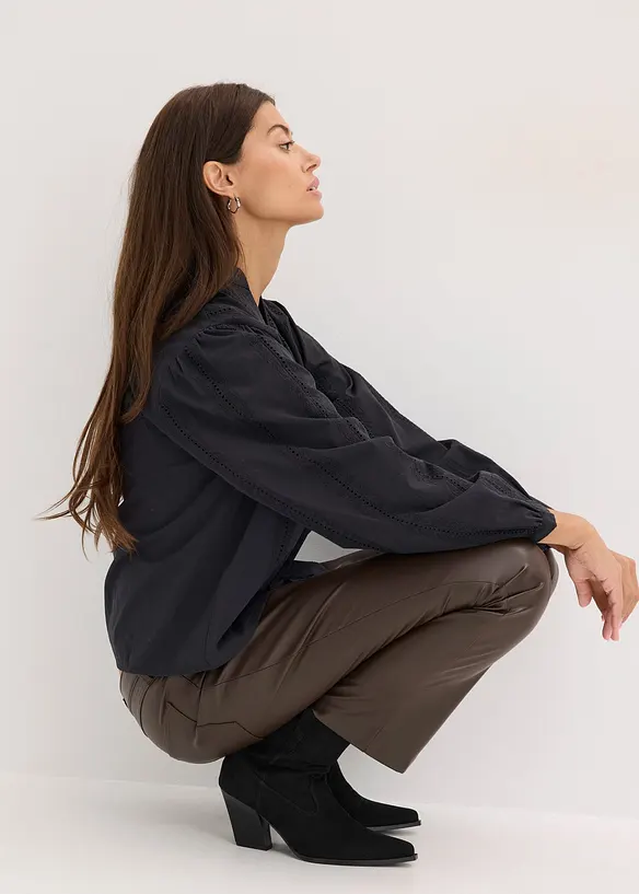 Blusa in cotone con dettagli in pizzo, bonprix