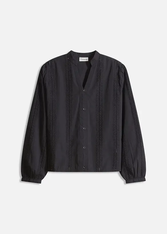 Blusa in cotone con dettagli in pizzo, bonprix