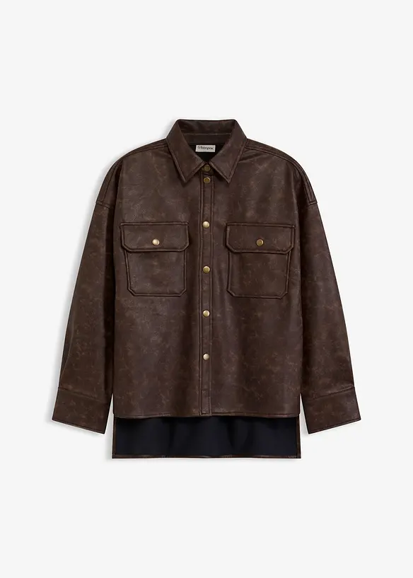Camicia in similpelle effetto usato, bonprix