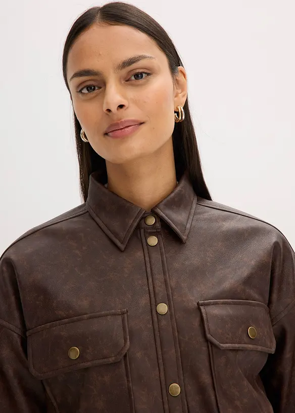 Camicia in similpelle effetto usato, bonprix
