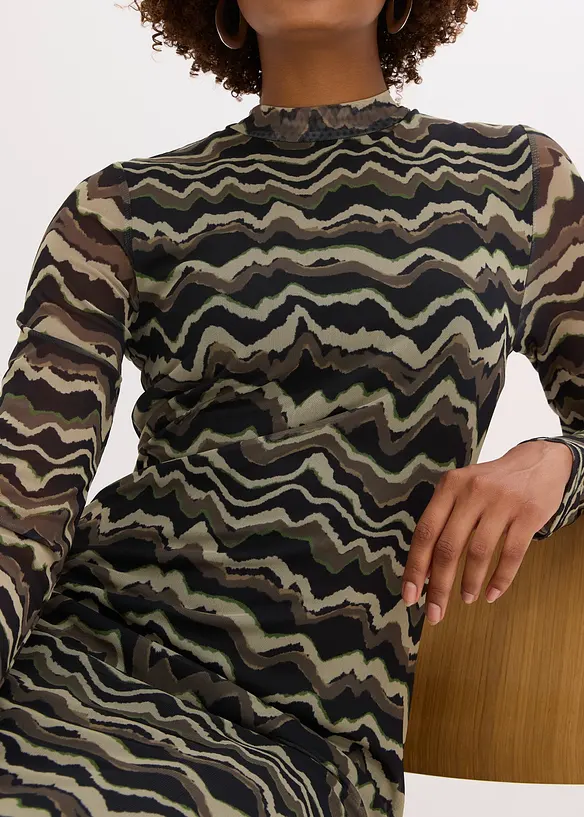 Abito midi in morbido mesh, bonprix
