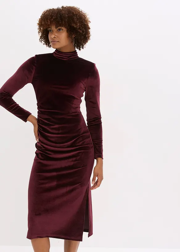 Abito midi in velluto morbido, bonprix