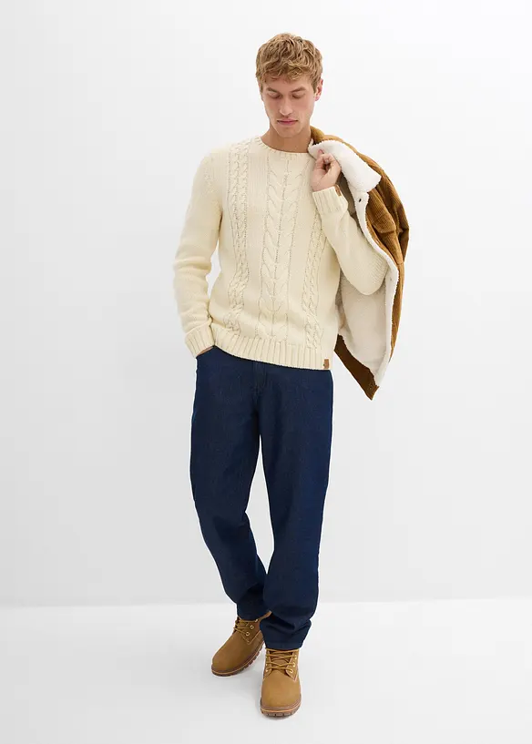 Maglione in filato grosso a trecce, bonprix