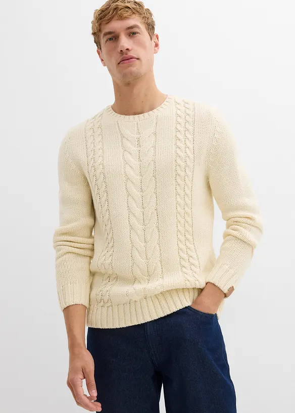 Maglione in filato grosso a trecce, bonprix