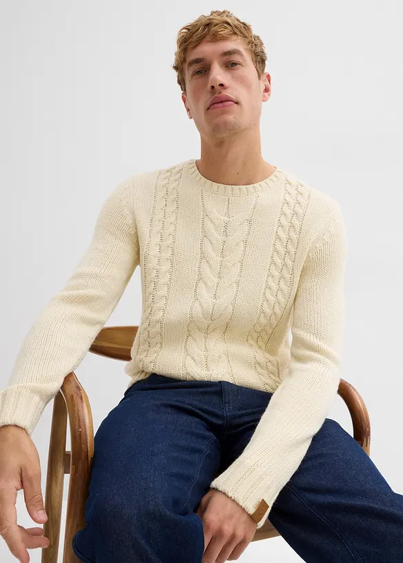 Maglione in filato grosso a trecce, bonprix