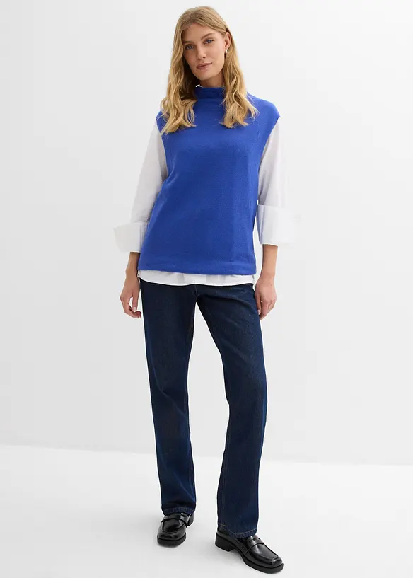 Jeans straight lunghi in cotone biologico, vita alta, bonprix