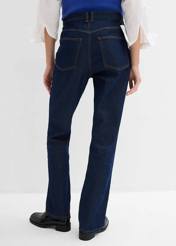 Jeans straight lunghi in cotone biologico, vita alta, bonprix