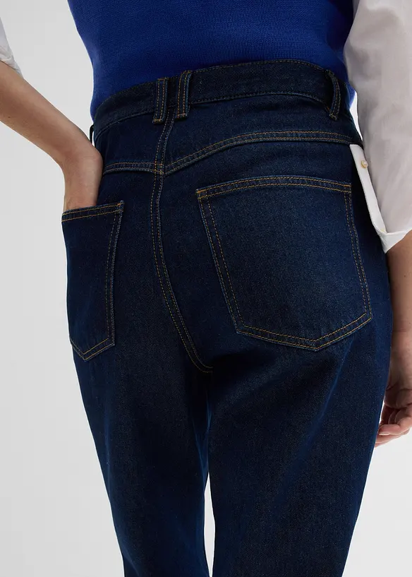 Jeans straight lunghi in cotone biologico, vita alta, bonprix