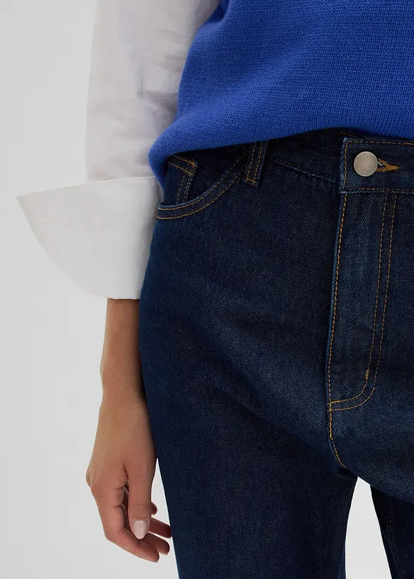 Jeans straight lunghi in cotone biologico, vita alta, bonprix