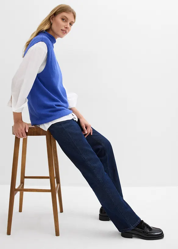 Jeans straight lunghi in cotone biologico, vita alta, bonprix