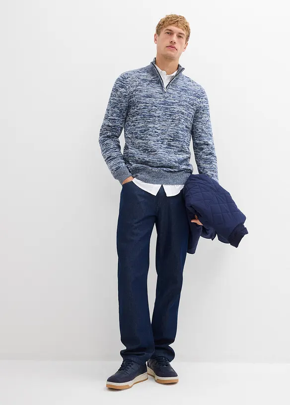 Maglione con mezza zip e cotone, bonprix