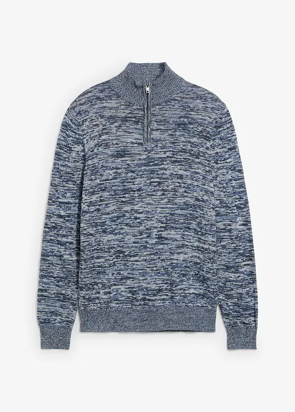 Maglione con mezza zip e cotone, bonprix