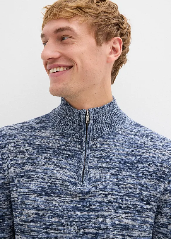 Maglione con mezza zip e cotone, bonprix