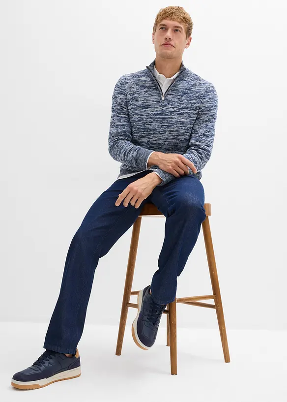 Maglione con mezza zip e cotone, bonprix