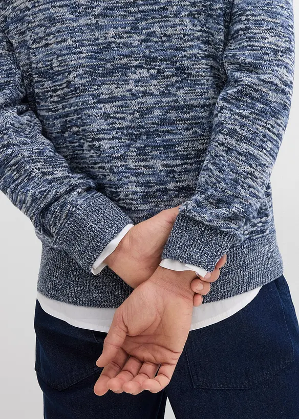 Maglione con mezza zip e cotone, bonprix