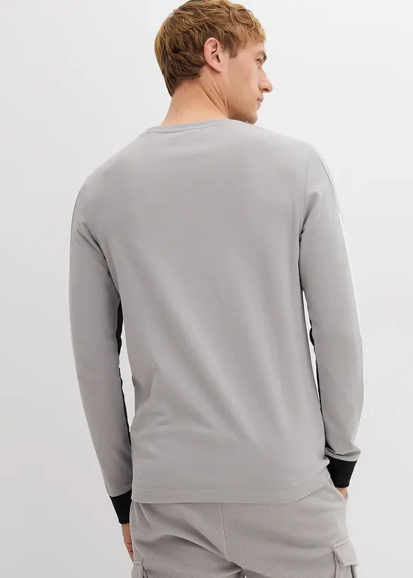 Maglia a maniche lunghe in misto cotone elasticizzato, slim fit, bonprix