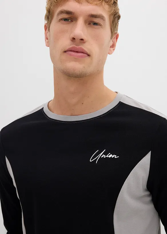 Maglia a maniche lunghe in misto cotone elasticizzato, slim fit, bonprix