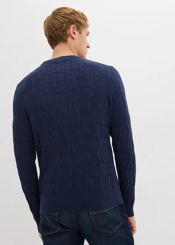 Maglione a trecce in puro cotone biologico, bonprix