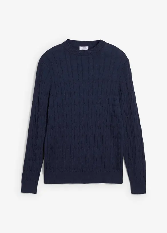 Maglione a trecce in puro cotone biologico, bonprix