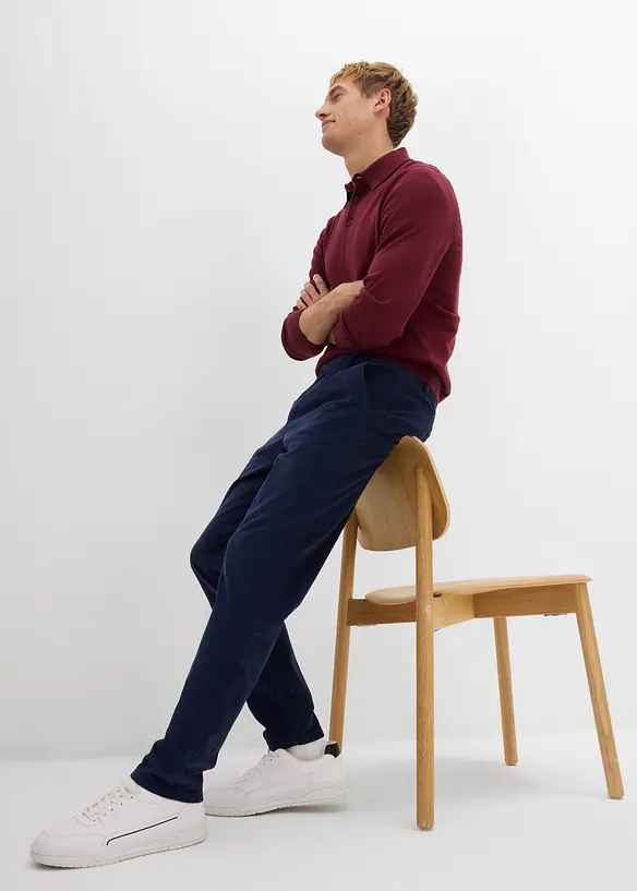 Pantaloni di velluto a coste regular fit con cotone biologico, tapered, bonprix