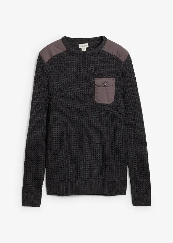 Maglione in filato grosso con tasca a patta, bonprix