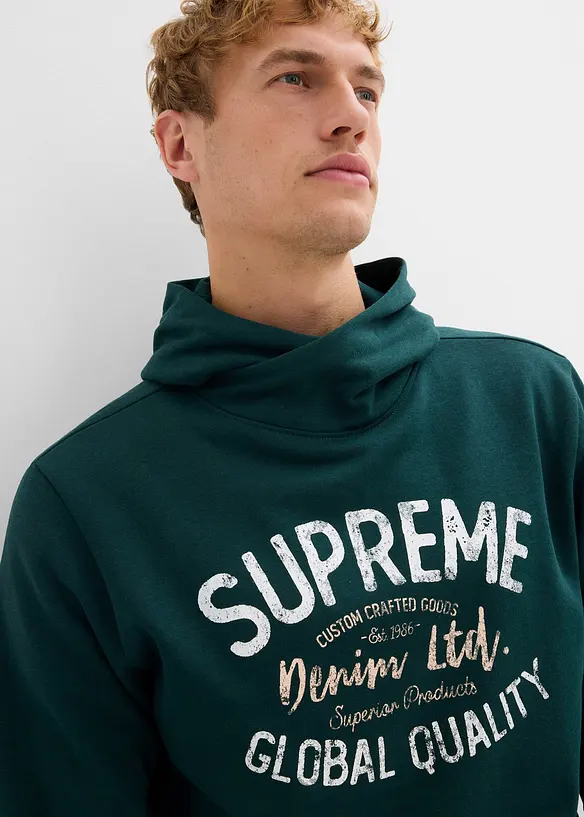 Felpa con cappuccio in misto cotone morbido, bonprix