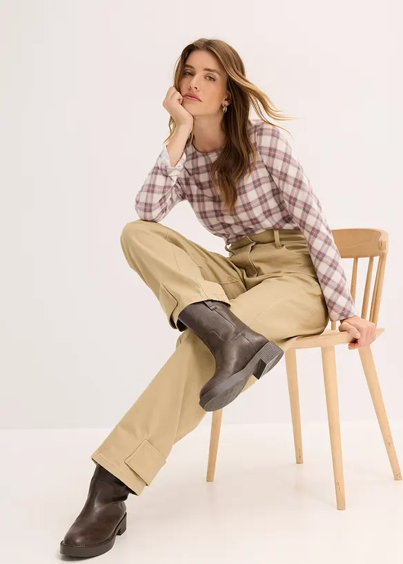 Pantaloni in twill a vita alta, bonprix