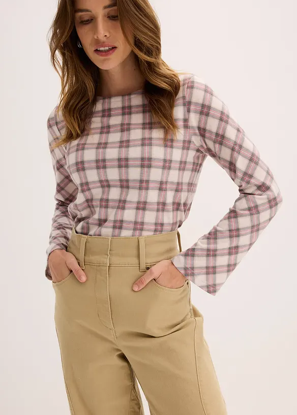 Pantaloni in twill a vita alta, bonprix