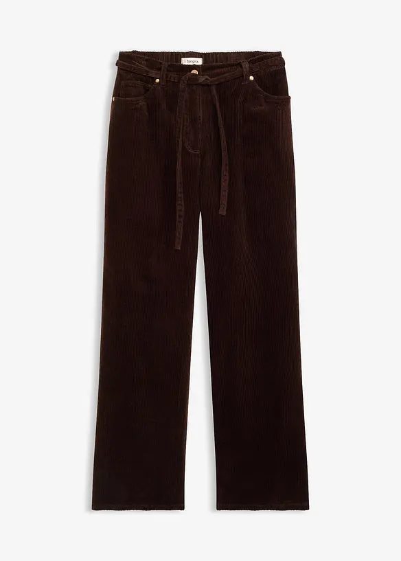 Pantaloni larghi di velluto a coste con cintura da annodare, bonprix