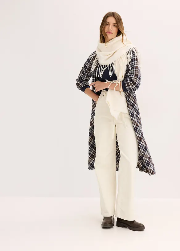 Pantaloni larghi di velluto a coste con cintura da annodare, bonprix