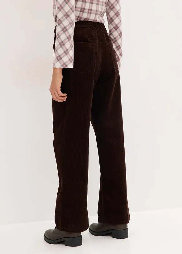 Pantaloni larghi di velluto a coste con cintura da annodare, bonprix