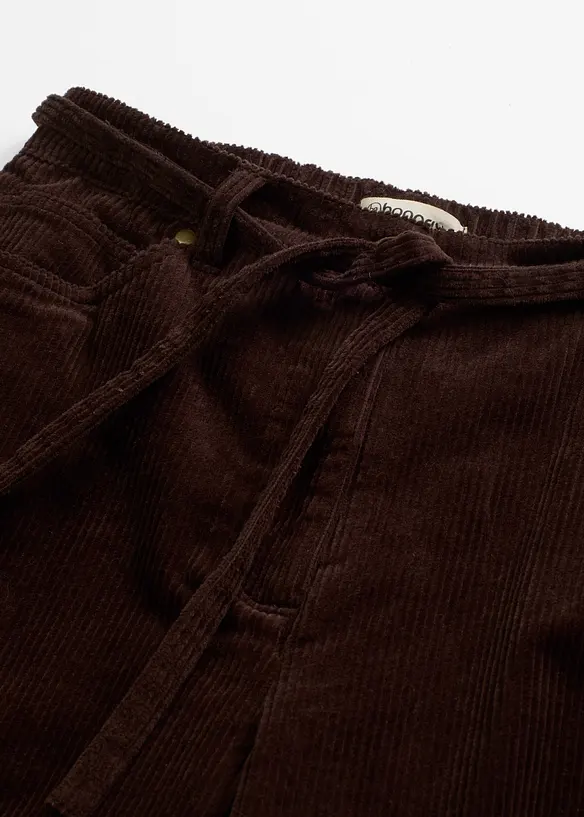 Pantaloni larghi di velluto a coste con cintura da annodare, bonprix